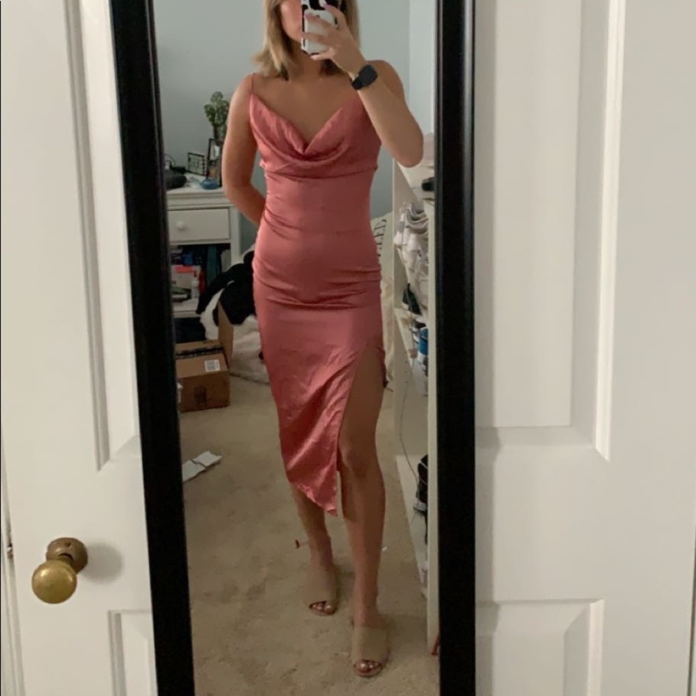 PrettyLittleThing Slip MIDI Dress with High Slit